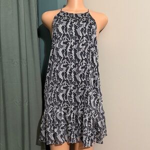 KLD Snakeskin Print Halter Swing Dress | Size Medium